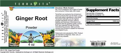 Photo of the TerraVita Premium Collection Ginger Root Powder label