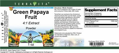 Photo of the TerraVita Premium Collection Green Papaya Fruit 4:1 Extract Powder label