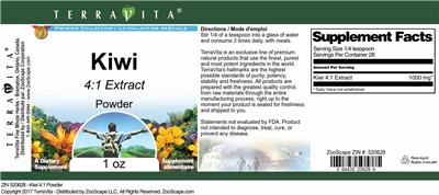 Photo of the TerraVita Premium Collection Kiwi 4:1 Extract Powder label