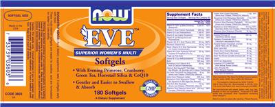 Photo of the NOW Eve Softgels label