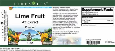 Photo of the TerraVita Premium Collection Lime Fruit 4:1 Extract Powder label