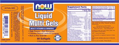 Photo of the NOW Liquid Multi Gels label
