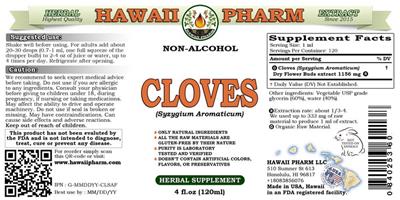 Photo of the Hawaii Pharm Cloves Non-Alcohol label