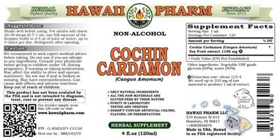 Photo of the Hawaii Pharm Cochin Cardamon Non-Alcohol label