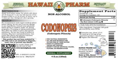 Photo of the Hawaii Pharm Codonopsis Non-Alcohol label