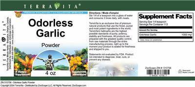 Photo of the TerraVita Premium Collection Odorless Garlic Powder label