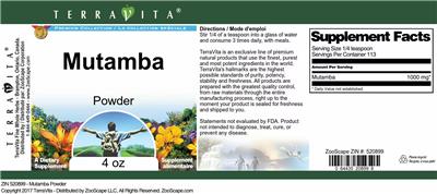 Photo of the TerraVita Premium Collection Mutamba Powder label