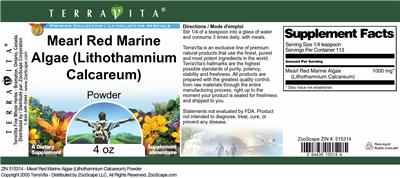 Photo of the TerraVita Premium Collection Mearl Red Marine Algae (Lithothamnium Calcareum) Powder label