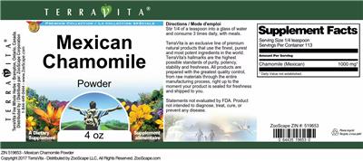 Photo of the TerraVita Premium Collection Mexican Chamomile Powder label