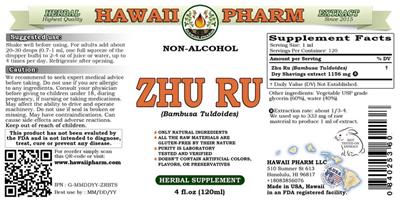 Photo of the Hawaii Pharm Zhu Ru Non-Alcohol label