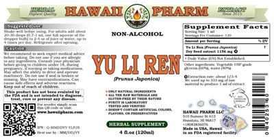 Photo of the Hawaii Pharm Yu Li Ren Non-Alcohol label