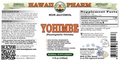 Photo of the Hawaii Pharm Yohimbe Non-Alcohol label