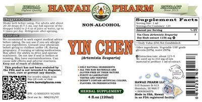 Photo of the Hawaii Pharm Yin Chen Non-Alcohol label