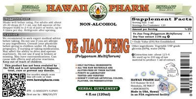 Photo of the Hawaii Pharm Ye Jiao Teng Non-Alcohol label