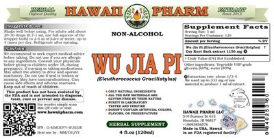 Photo of the Hawaii Pharm Wu Jia Pi Non-Alcohol label