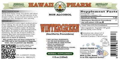 Photo of the Hawaii Pharm Wintergreen Non-Alcohol label