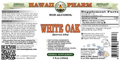 Photo of the Hawaii Pharm White Oak Non-Alcohol label