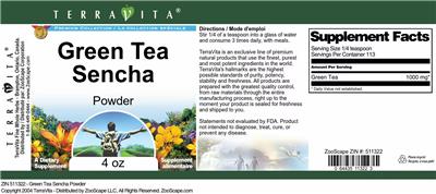 Photo of the TerraVita Premium Collection Green Tea Sencha Powder label