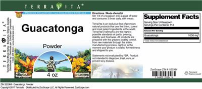 Photo of the TerraVita Premium Collection Guacatonga Powder label