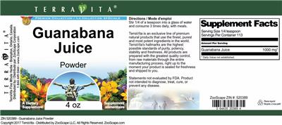 Photo of the TerraVita Premium Collection Guanabana Juice Powder label