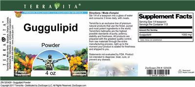 Photo of the TerraVita Premium Collection Guggulipid Powder label