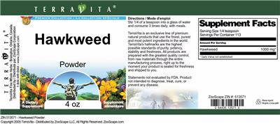 Photo of the TerraVita Premium Collection Hawkweed Powder label