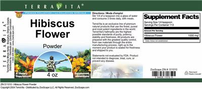 Photo of the TerraVita Premium Collection Hibiscus Flower Powder label