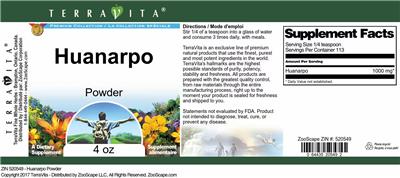 Photo of the TerraVita Premium Collection Huanarpo Powder label