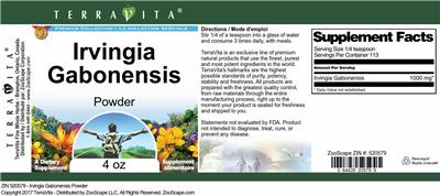 Photo of the TerraVita Premium Collection Irvingia Gabonensis Powder label