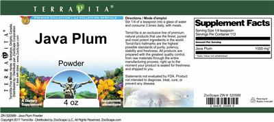 Photo of the TerraVita Premium Collection Java Plum Powder label