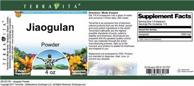 Photo of the TerraVita Premium Collection Jiaogulan Powder label