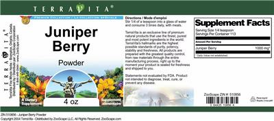 Photo of the TerraVita Premium Collection Juniper Berry Powder label