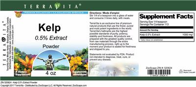 Photo of the TerraVita Premium Collection Kelp 0.5% Extract Powder label