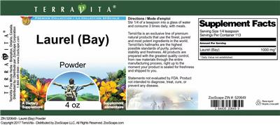 Photo of the TerraVita Premium Collection Laurel (Bay) Powder label