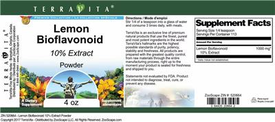 Photo of the TerraVita Premium Collection Lemon Bioflavonoid 10% Extract Powder label
