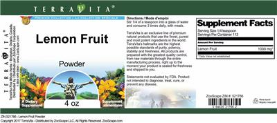 Photo of the TerraVita Premium Collection Lemon Fruit Powder label