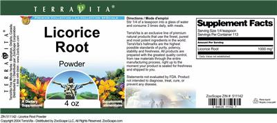 Photo of the TerraVita Premium Collection Licorice Root Powder label
