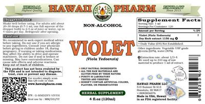 Photo of the Hawaii Pharm Violet Non-Alcohol label