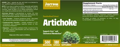 Photo of the Jarrow Formulas Artichoke 500 mg label