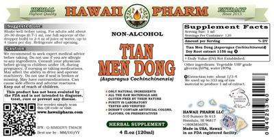 Photo of the Hawaii Pharm Tian Men Dong Non-Alcohol label