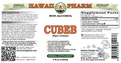Photo of the Hawaii Pharm Cubeb Non-Alcohol label