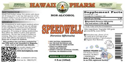Photo of the Hawaii Pharm Speedwell Non-Alcohol label