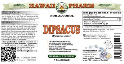 Photo of the Hawaii Pharm Dipsacus Non-Alcohol label