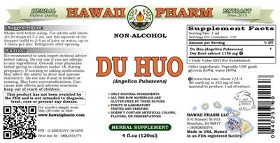 Photo of the Hawaii Pharm Du Huo Non-Alcohol label