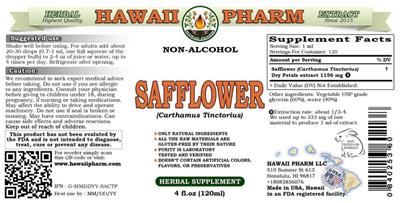 Photo of the Hawaii Pharm Safflower Non-Alcohol label