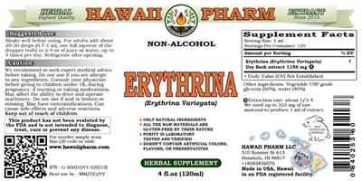 Photo of the Hawaii Pharm Erythrina Non-Alcohol label