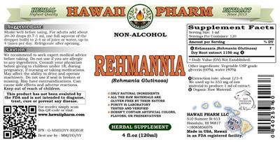 Photo of the Hawaii Pharm Rehmannia Non-Alcohol label