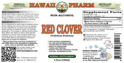 Photo of the Hawaii Pharm Red Clover Non-Alcohol label