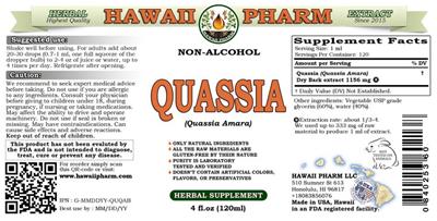 Photo of the Hawaii Pharm Quassia Non-Alcohol label