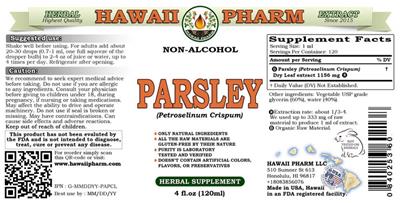 Photo of the Hawaii Pharm Parsley Non-Alcohol label